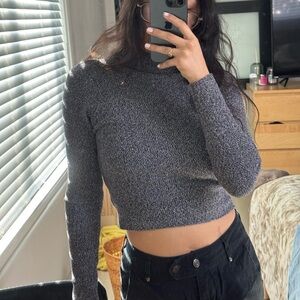 Urban Outfitters Charcoal Knit Crop Top